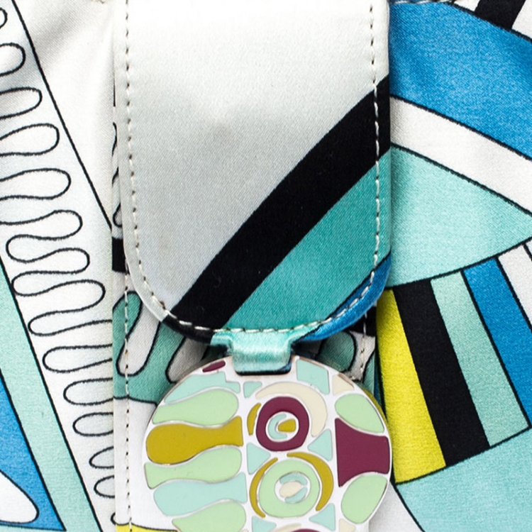 Pre Owned Emilio Pucci Multicolor Printed Satin Magnet Closure Pochette Bag