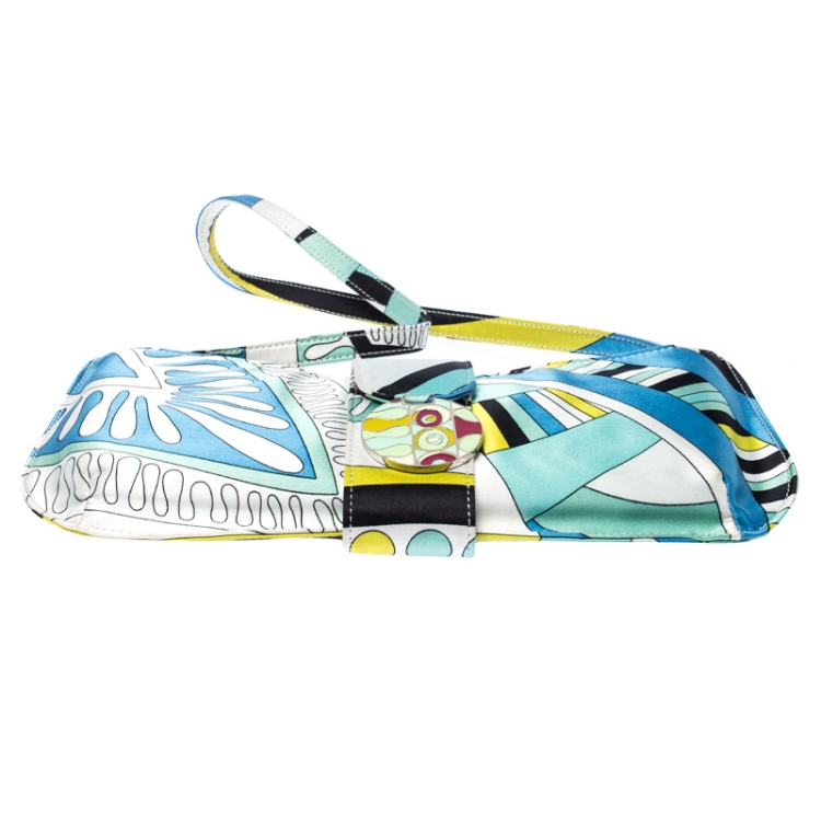 Pre Owned Emilio Pucci Multicolor Printed Satin Magnet Closure Pochette Bag