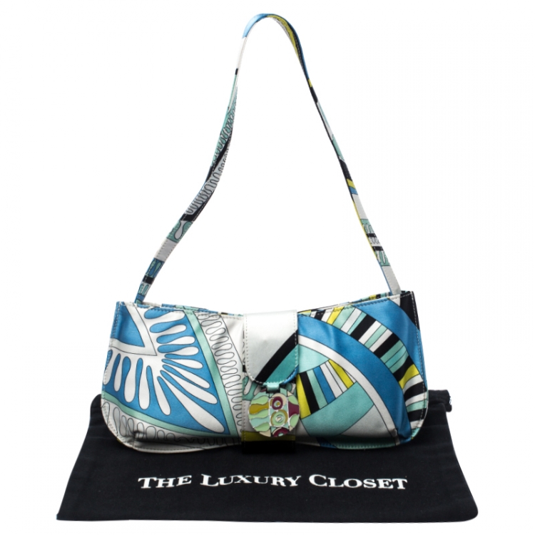 Pre Owned Emilio Pucci Multicolor Printed Satin Magnet Closure Pochette Bag