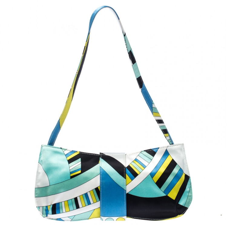 Pre Owned Emilio Pucci Multicolor Printed Satin Magnet Closure Pochette Bag