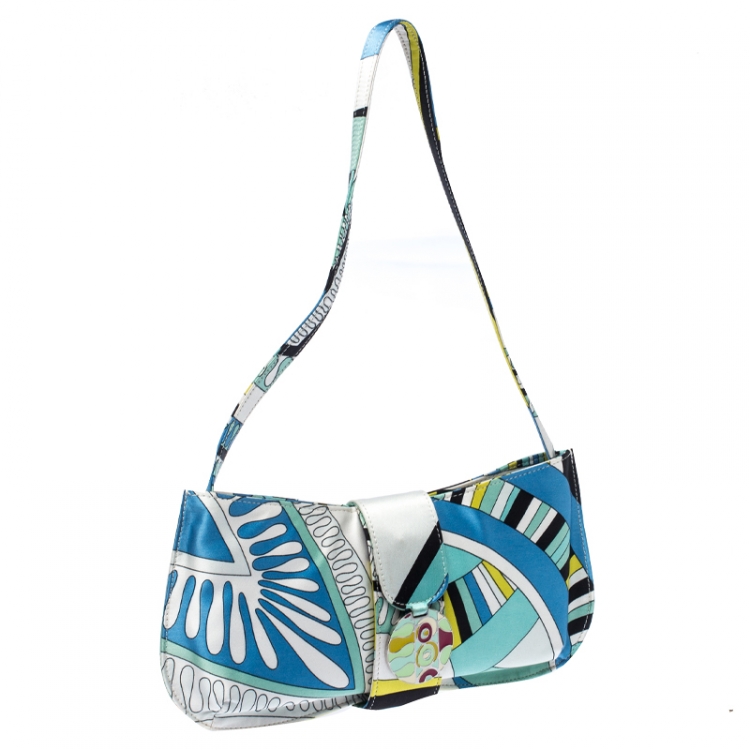 Pre Owned Emilio Pucci Multicolor Printed Satin Magnet Closure Pochette Bag
