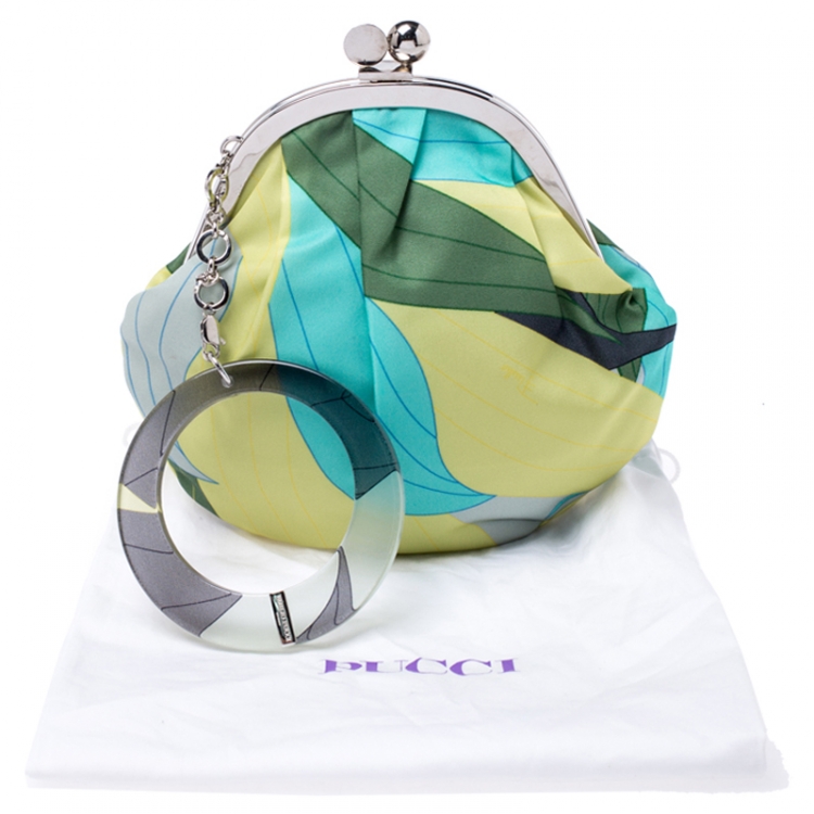 Pre Owned Emilio Pucci Multicolor Printed Nylon Kiss Lock Coin Purse