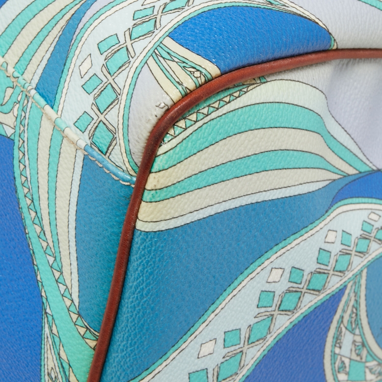 Pre Owned Emilio Pucci Multicolor Printed Coated Canvas and Leather Boston Bag