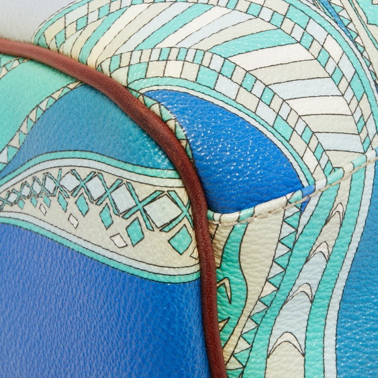Pre Owned Emilio Pucci Multicolor Printed Coated Canvas and Leather Boston Bag