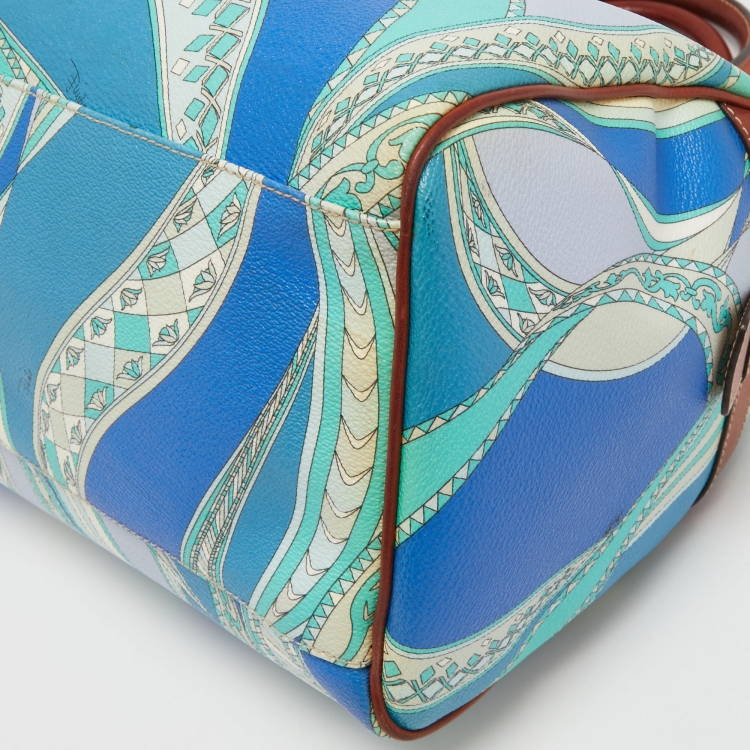 Pre Owned Emilio Pucci Multicolor Printed Coated Canvas and Leather Boston Bag
