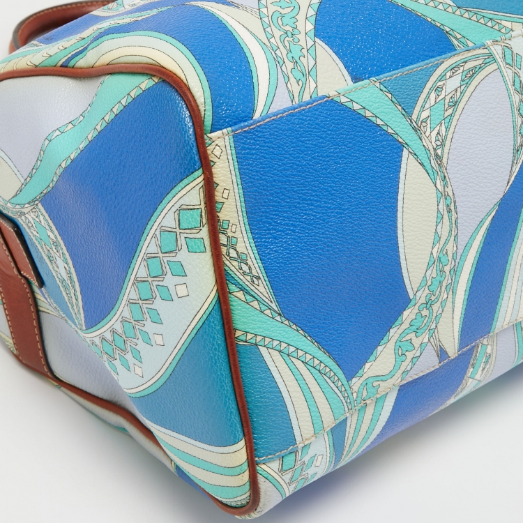Pre Owned Emilio Pucci Multicolor Printed Coated Canvas and Leather Boston Bag