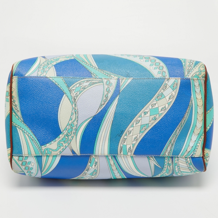 Pre Owned Emilio Pucci Multicolor Printed Coated Canvas and Leather Boston Bag
