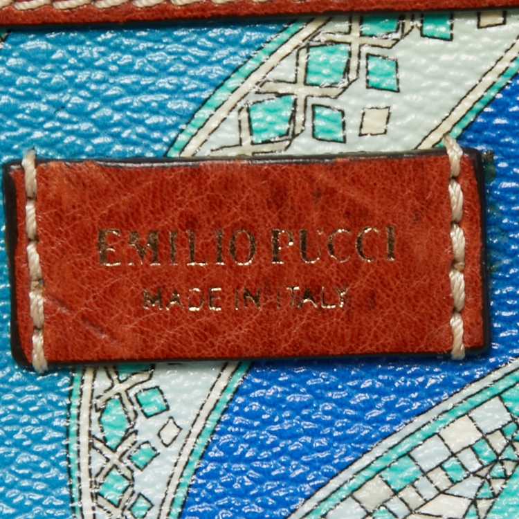 Pre Owned Emilio Pucci Multicolor Printed Coated Canvas and Leather Boston Bag