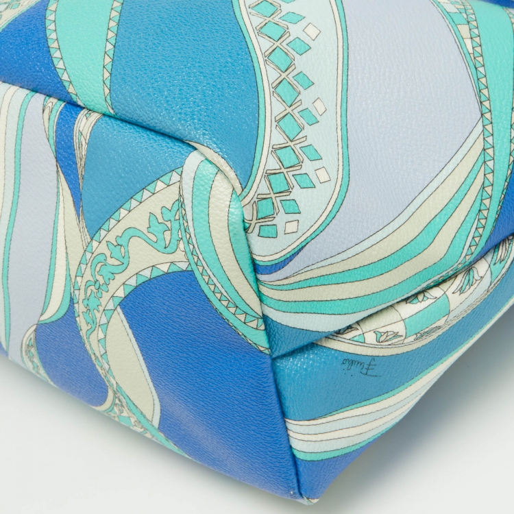 Pre Owned Emilio Pucci Multicolor Printed Coated Canvas and Leather Tote