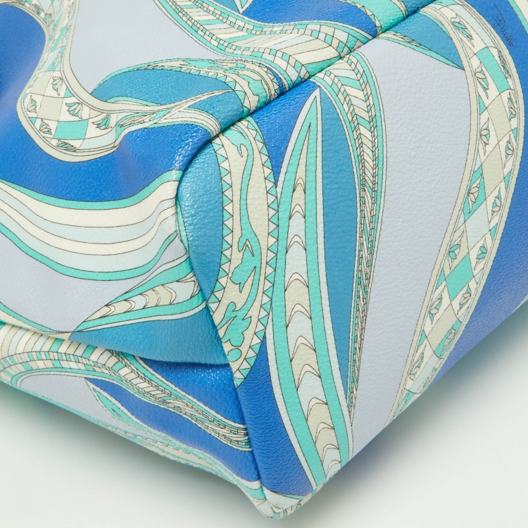 Pre Owned Emilio Pucci Multicolor Printed Coated Canvas and Leather Tote