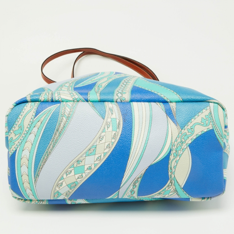 Pre Owned Emilio Pucci Multicolor Printed Coated Canvas and Leather Tote