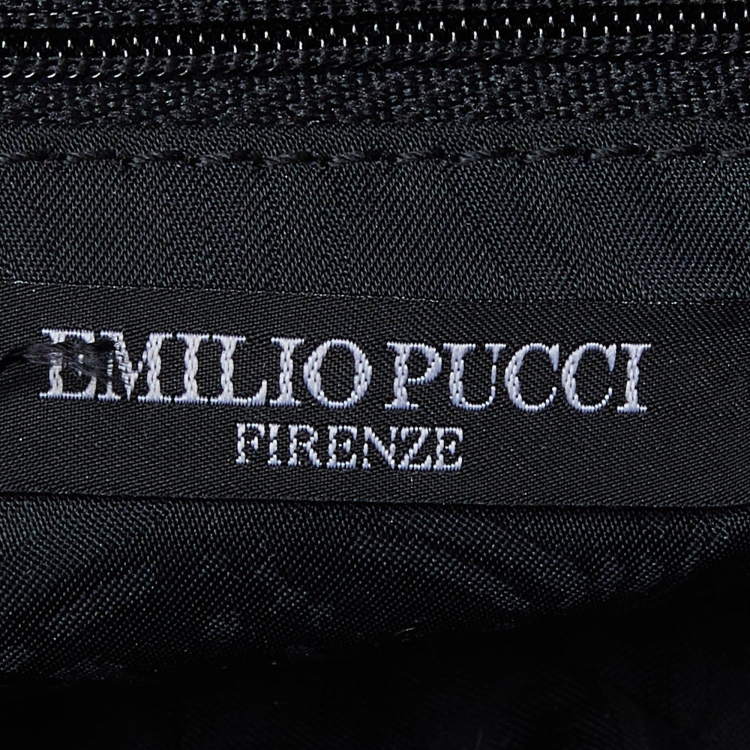 Pre Owned Emilio Pucci Multicolor Printed Canvas and Patent Leather Satchel  