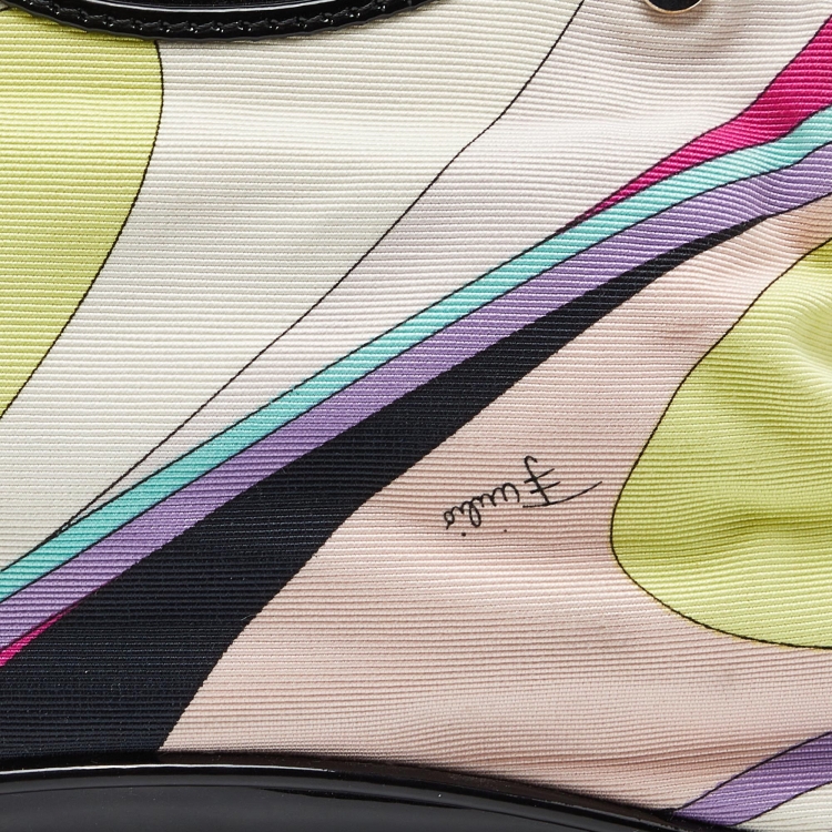 Pre Owned Emilio Pucci Multicolor Printed Canvas and Patent Leather Satchel  