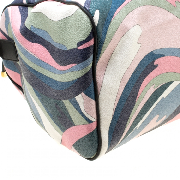 Pre Owned Emilio Pucci Multicolor Printed Coated Canvas Duffel Bag