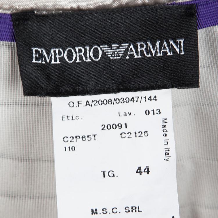 Pre Owned Emporio Armani Beige Pleated Textured Satin High Waist Balloon Trousers M