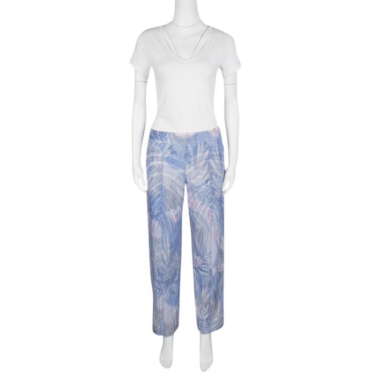 Pre Owned Emporio Armani Elite Blue Crystal Embellished Trousers M