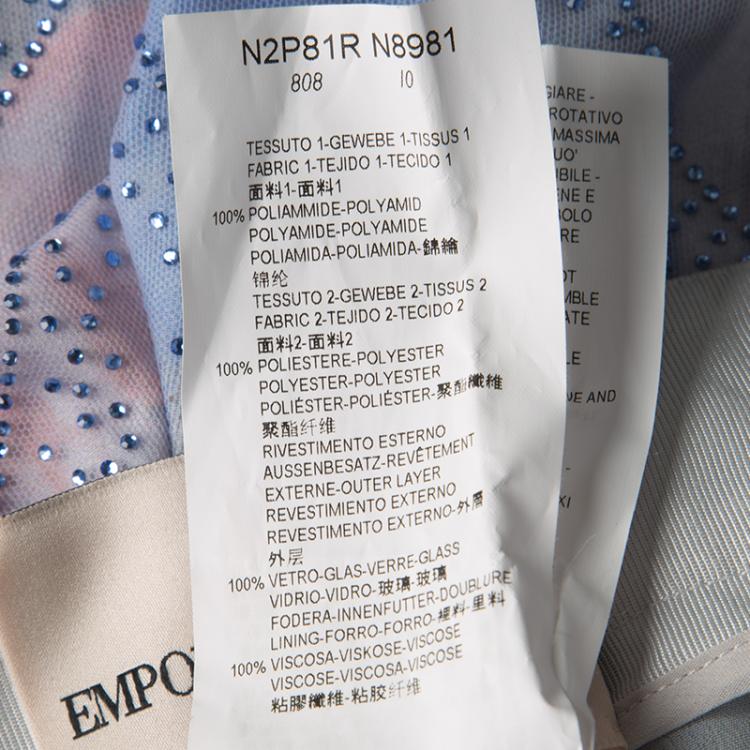 Pre Owned Emporio Armani Elite Blue Crystal Embellished Trousers M