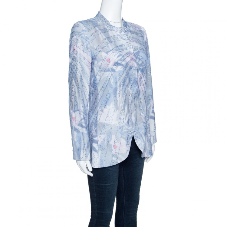 Pre Owned Emporio Armani Elite Multicolor Crystal Embellished Mandarin Collar Jacket M