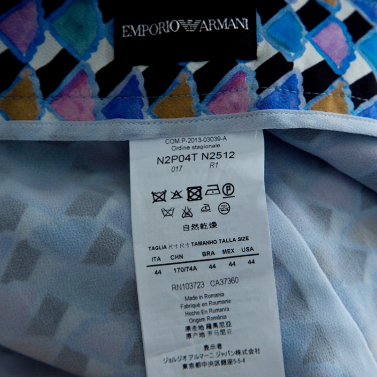 Pre Owned Emporio Armani Multicolor Printed Mesh Overlay Trousers M