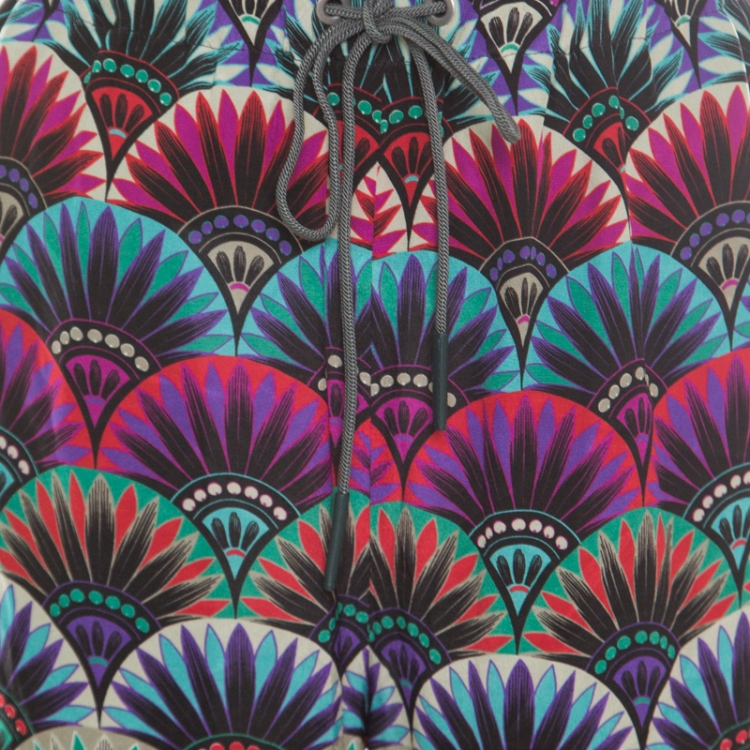 Pre Owned Emporio Armani Ethnic Floral Printed Silk High Rise Harem Pants S 