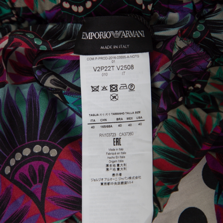 Pre Owned Emporio Armani Ethnic Floral Printed Silk High Rise Harem Pants S 