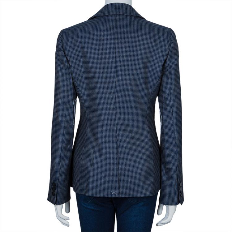 Pre Owned Emporio Armani Blue Houndstooth Blazer M