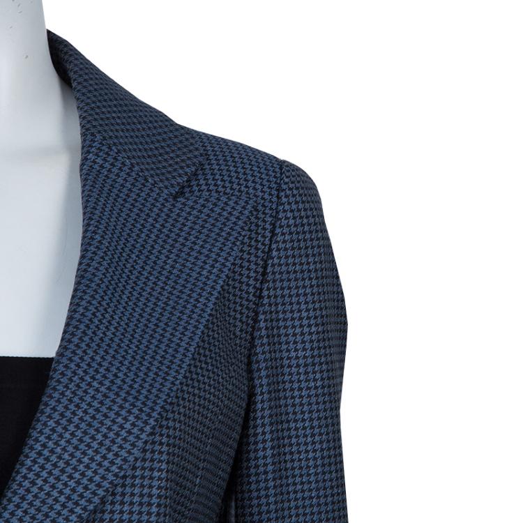 Pre Owned Emporio Armani Blue Houndstooth Blazer M