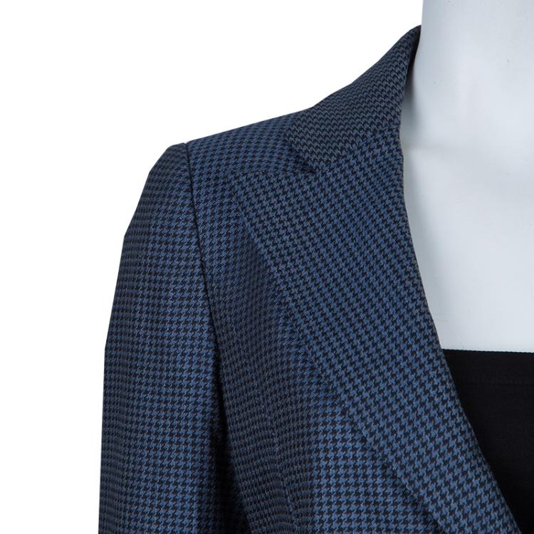 Pre Owned Emporio Armani Blue Houndstooth Blazer M