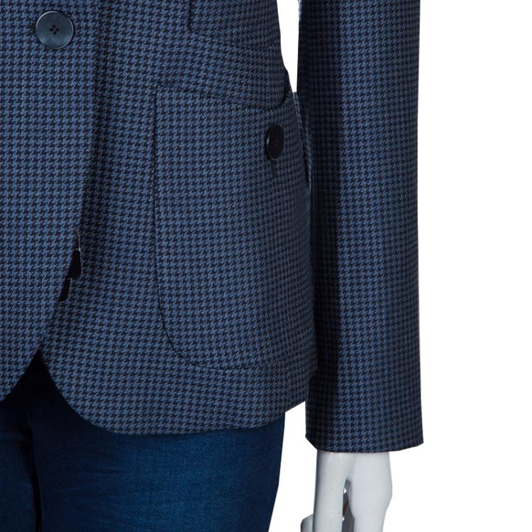 Pre Owned Emporio Armani Blue Houndstooth Blazer M