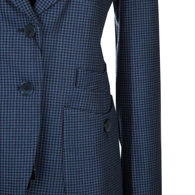 Pre Owned Emporio Armani Blue Houndstooth Blazer M