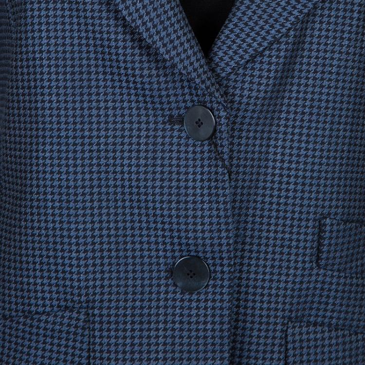 Pre Owned Emporio Armani Blue Houndstooth Blazer M