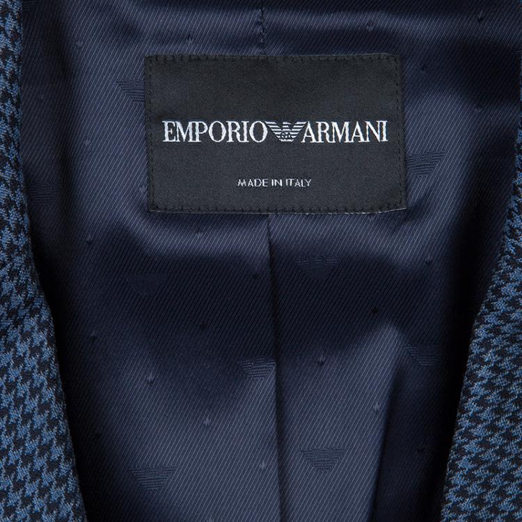 Pre Owned Emporio Armani Blue Houndstooth Blazer M