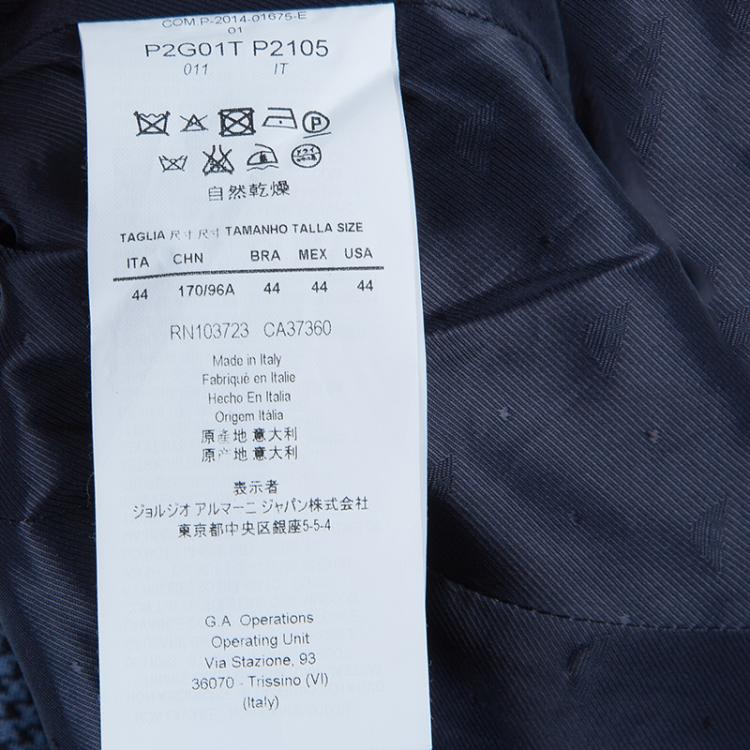 Pre Owned Emporio Armani Blue Houndstooth Blazer M