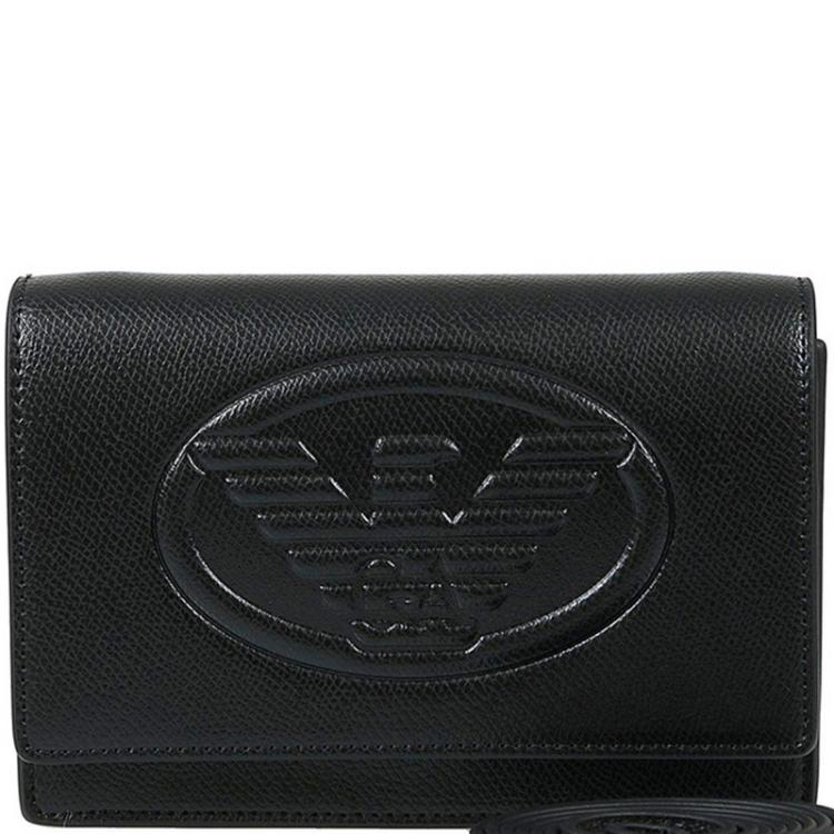 Pre Owned Emporio Armani Black Synthetic Leather Crossbody Bag