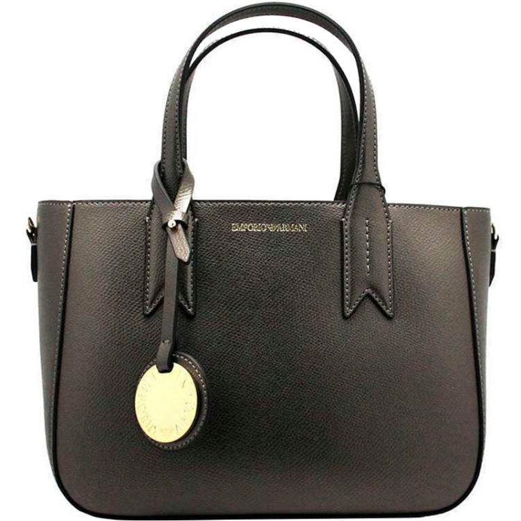 Pre Owned Emporio Armani Dark Grey Leather Tote