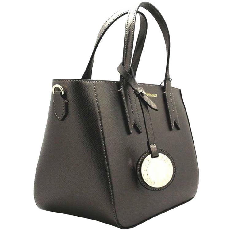 Pre Owned Emporio Armani Dark Grey Leather Tote