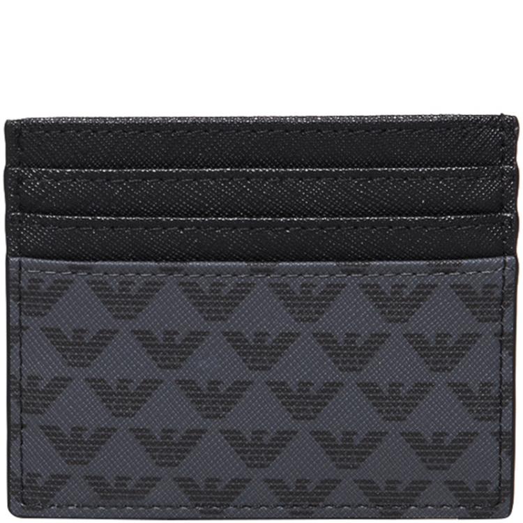Pre Owned Emporio Armani Two Tone Leather Card Holder