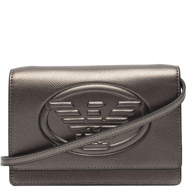 Pre Owned Emporio Armani Acciaio Leather Crossbody Bag