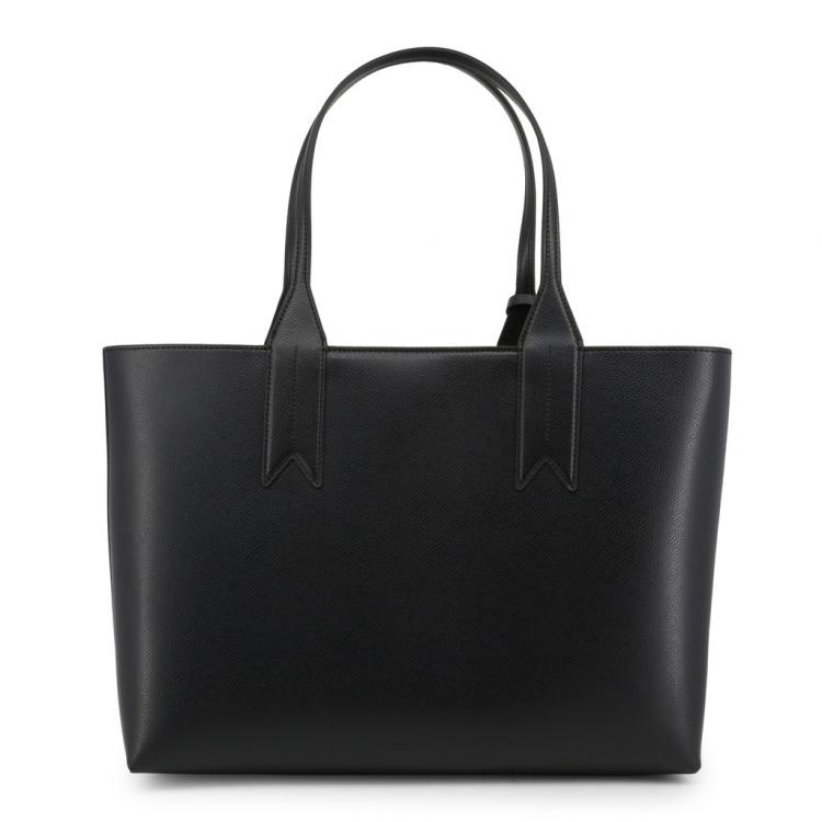 Pre Owned Emporio Armani Black Faux Leather Shopping Tote
