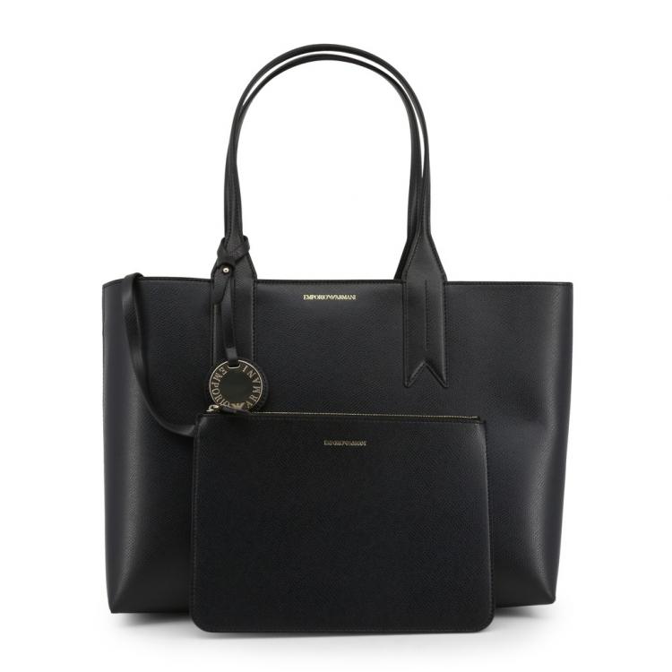 Pre Owned Emporio Armani Black Faux Leather Shopping Tote