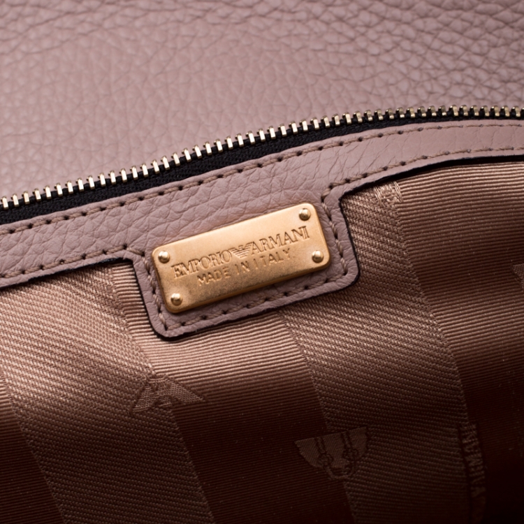 Pre Owned Emporio Armani Taupe Leather Tote