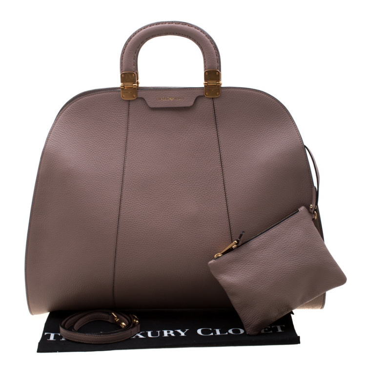 Pre Owned Emporio Armani Taupe Leather Tote