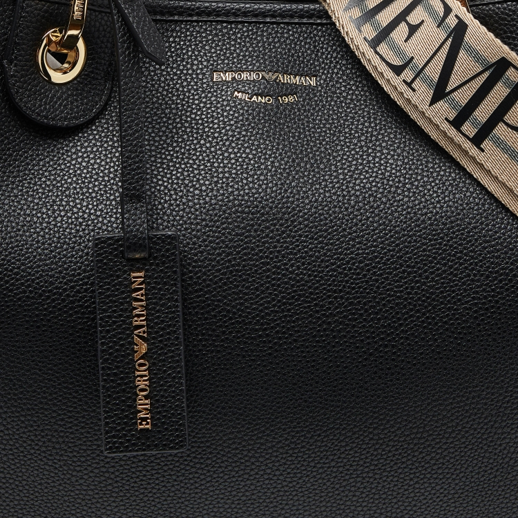 Pre Owned Emporio Armani Black Leather Large MyEA Tote