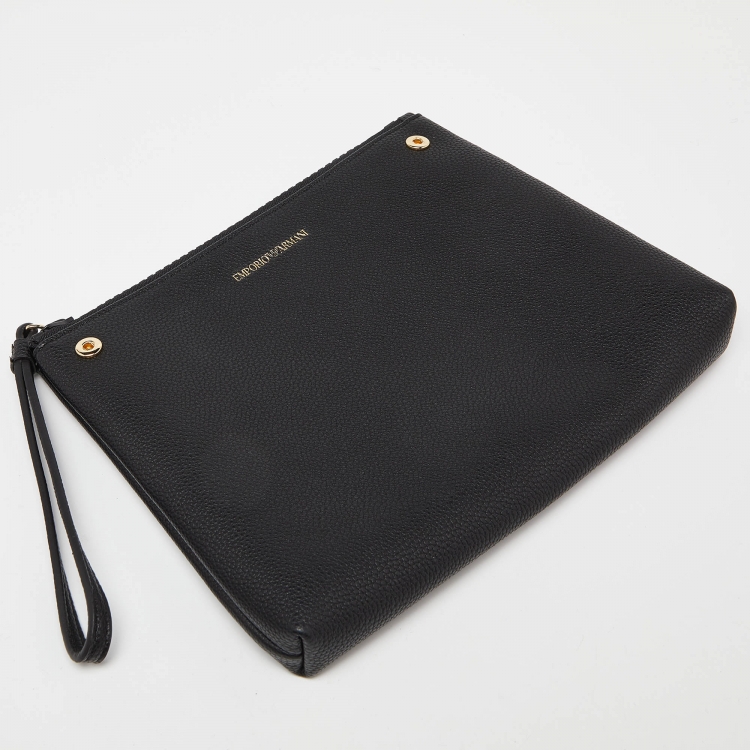 Pre Owned Emporio Armani Black Leather Large MyEA Tote
