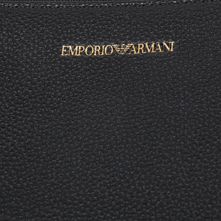 Pre Owned Emporio Armani Black Leather Large MyEA Tote