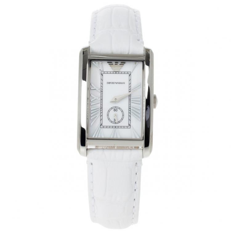 Pre Owned Emporio Armani White Stainless Steel AR1672 Women's Wristwatch 20MM