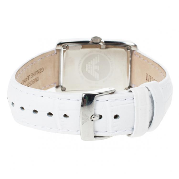 Pre Owned Emporio Armani White Stainless Steel AR1672 Women's Wristwatch 20MM