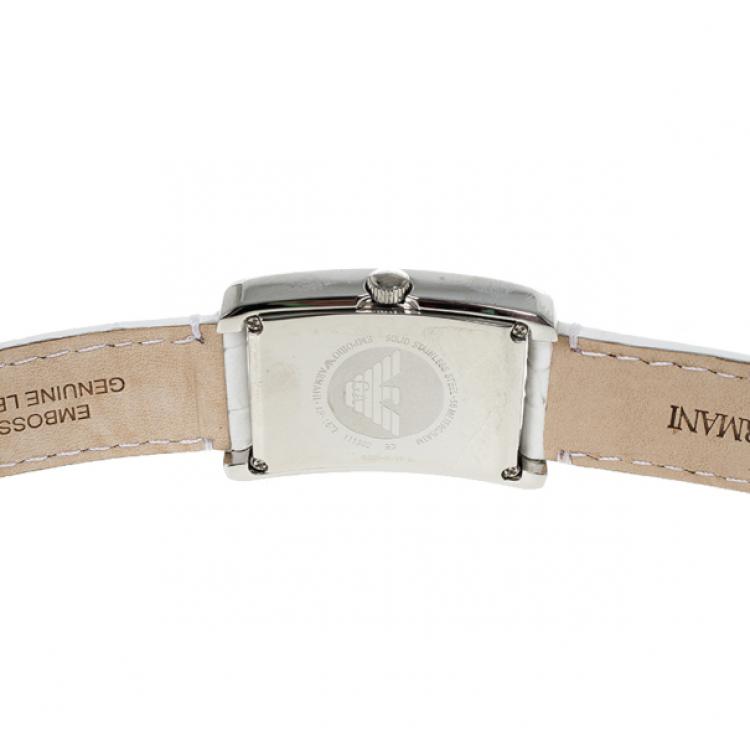 Pre Owned Emporio Armani White Stainless Steel AR1672 Women's Wristwatch 20MM