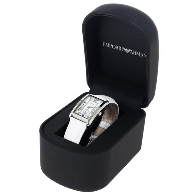 Pre Owned Emporio Armani White Stainless Steel AR1672 Women's Wristwatch 20MM