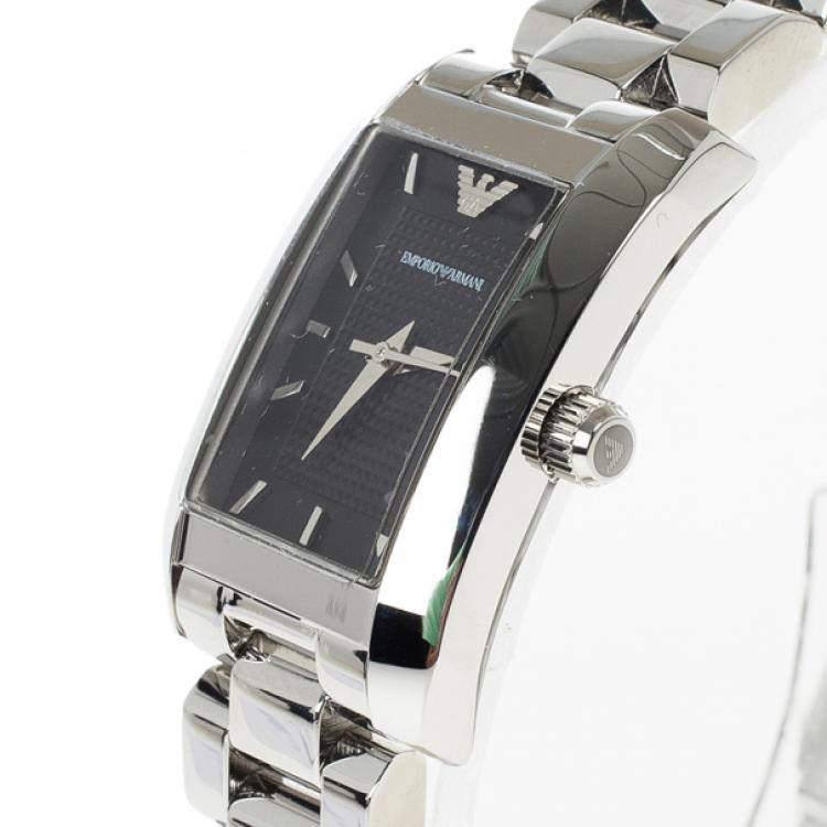 Pre Owned Emporio Armani Black Stainless Steel AR1656 Women's Wristwatch 20MM